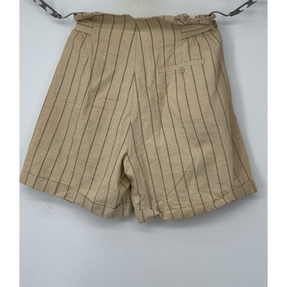 90s VTG Style Linen Cotton High Waist Mom Shorts Size 26/S Vintage yellow stripe - Picture 3 of 11